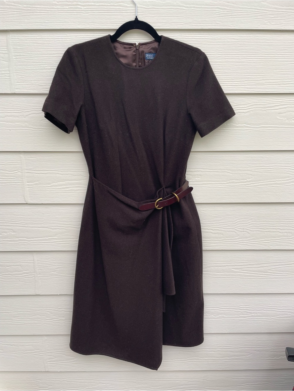 Polo by Ralph Lauren Dark Brown Short-Sleeve wool with leather Belt